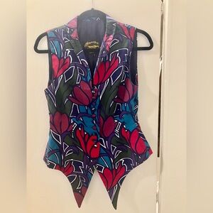 Droopy & Browns Angela Holmes Womens Tulip Floral Long Slim Vest Sz 8.